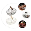 Storage Bottles 2 Pcs Shopping Basket Wooden Handle Home Decor Wire Convenient Egg Iron Eggs Baskets Tabletop