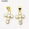 Colliers pendants 16 PCS Zirconia Cross Charms Bijoux Collier Mélange Forme pour femmes ACCESSOIRES 8216