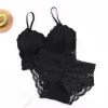 Unterwäsche sexy Ausschnitt BH Push Up Silk Bralette Set Dessous Set BH und Slip 2 Stück für Frauen Lenceria sexys para mujer fina