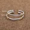 Qualitätsarmbänder X hoher Kreuzungs Armreifen Armband Station Frauen Manschette Frauen Armreifen Kabelkreuz Retro Luxusmarke Schmuck 925 Silber Diamond Charming Geschenk M5oc