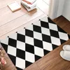 Badmatten Zwart -wit diamant rooster Mat Retro badkamer Tapijt voor douche Huisingang zacht absorberende vloer Anti slip toilet