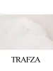 TRAFZA Spring Suit Woman Trendy White Turn-Down Collar Long Sleeves Pocket Single Breasted Blazer+High Waist Zipper Mini Skirts