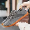 Adult Cross-Trainer Wide Toe Box Men's Wide Minimalist Barefoot Sneakers Zero Drop Sole Casual Knitting Walking Shoes Large Size