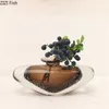 Vasen gefärbte Glasur Vase braunes Glas kleine Mund Ornamente getrocknete Blumenarrangement Home Dekorationstisch Tisch