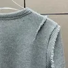 Swetry damskie 2024 Jesienna moda Sweatek O -Szyja Długie rękaw Casual Grey Knitwears