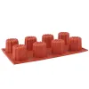 1 Piece 8 Cups Big Caneles Silicone Mold Bordelais Fluted Cake Baking Mold Tray Multiple Random Color