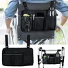 Storage Bags Wheelchair Side Bag Armrest Pouch With 5 Pocket Cup Holder Reflective Strip For Rolling Walker Rollator Power