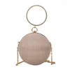 Evening Bags Circular Ring Portable Metal Sliver Round Ball Handbags For Lipstick Elegant Luxury Clutch Purse Wedding Wallets