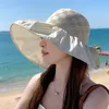 Hollow Antiuv Fisherman Hat for Women Springsummer Beach Sunscreen With Face Protection240409