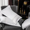 Yatak Seti Pamuk Seti Beyaz Dikey Çizgiler Nakış Yorgan Kapak 4pcs Yumuşak Gri Lüks Modern Stil Yatak Yastığı Yastık