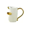 Tassen kreativer Kaffee Tasse Girls 'hochwertiger Nennwert Office-Jungen und Damen mit Deckellöffel Paar Home Keramic Trinking Cups Bar