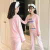 Home Clothing 2024 Autumn Cotton V-neck Pajama Sets For Women Long Sleeve Pyjama Girl Cute Cartoon Homewear Lounge Striped Pants