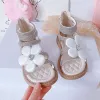 Spor ayakkabı çocuklar prenses sandaletler 2022 Yaz Kızlar Moda Gladyatör Yüksek üst Roma Ayakkabıları Çocuk Çiçek Rhinestone Toddler Flats Yumuşak taban