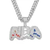Hip Hop Nieuwe volledige diamanten letter hang ketting modelegering set diamant cubaans ketting item sieraden