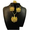 Collier de boucles d'oreilles Dubaï pour les femmes Gold Color African Bridal Centes Collier / Boucles d'oreilles / Anneau Jewelry Drop Livraison de bijoux Dhzui