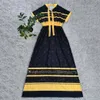Nouvelle robe pour femmes, créatrice de mode marque imprimée décontractée lâche à manches courtes à manches courtes à manches élastiques robe ourlet Q6196