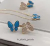 Дизайнерское ожерелье высокого класса Vancleff для женщин высокая версия бирюзовая бабочка ожерелье с новой потоковой цепочкой ключицы Оригинал 1: 1 с настоящим логотипом