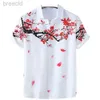 Mäns casual skjortor 2023 Summer Mens Floral Chinese Style Shirt Short Sleeve Hawaiian Shirts For Men Plus Size Snabb torrtoppar Tee Shirt Man Camisa 240409