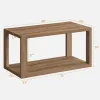 Drewniany stolik do kawy - stół boho z półką do przechowywania, prostokątny środek drewniany stół akcentujący, bok stolik 2