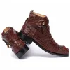 Boots Authentic Crocodile Skin Handmade Strap Men Short Ankle Boots Genuine Alligator Leather Male Winter Boot with Wool Inside