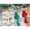 Tapestries Set Of 3 Evergreen Tree Macrame Garland Christmas Nordic Decor Handmade Xmas Holiday Wall Hanging Gift