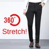 Mens Summer Casual Suit Pants Elastic Nonironing Trousers Men Black Thin Slimfit Straight Business Formal 240326