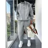 2023 Осенний зимний спортивный костюм с двумя кусочками хип -хоп мужски для брюки спортивная одежда одежда для моды с твердым цветом для пробежек 240326