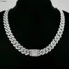 Chaîne de liaison cubaine de 14 mm pour hommes silverygolden Iced Out Rhingestone Collier Miami Choker pour femmes avec fermoir en boîte Hip Hop 240409