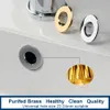 Bathroom Sink Overflow Cover Round Hole Overflow Ceramic Basin Pots Copper Insert Basin Accessory Gadgets Fixture Improvement