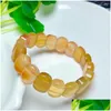 Beaded Strand Natural Agate Bangle Quartz Women Fengshui Jewelry Stretch Children Birthday Gift 1Pcs 10X14Mm Drop Delivery Bracelets Dhj6K