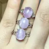 Cluster Rings 3rings Natural Kunzite Регулируемое кольцо белая медь для женщин подарок подарки.