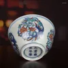 Cups Saucers Qing Yongzheng Hand Drawn Blue And White Doucai Group Phoenix Pattern Tea Cup Master Antique Ceramic Collection Set