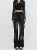 Jeans para mujeres Mujeres Black Gothic Cargo Harajuku Estética Vintage 2000 Trashy Braushy de gran tamaño Y2K Pantalones de mezclilla holgados Jean Pantalones Emo Ropa