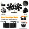 Black Fireplace Fan With 12 Blades Heat-powered Stove Fan No Battery or Electricity Required Log Wood Burner Eco Quiet Fan
