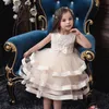 Детские элегантные жемчужные торт платье для принцессы для девочек платья для свадебной вечерней вышив