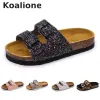 Sneakers Summer Beach Chaussures Kids Slippers for Girls Cork Sandals Bling Sequins ParentChild Chaussures Leopard Barefoot Slippers High Quality