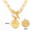 Choker Femmes Elizabeth Coin Long Collier en acier inoxydable Gold Couleur Pendante Collares Bijoux Collier Collier Gift