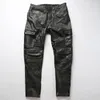 Herenbroek vintage motorfiets fietser mannen echte koeienhuid lederen broek broek ridingthick aziatische maat 5xl