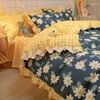 Yatak takımları yatak yorgan etek stili dört parça kız kalp prenses yorgan kapağı sayfası cilt dostu üç set