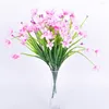 Dekorative Blumen realistische gefälschte Blumen elegante künstliche Orchideenzweig für Home Wedding Party Decor 7 Gabeln Faux Arrangement Innenräume