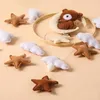 1pc Wooden Baby Rattles Soft Felt Mobile Crib Cartoon Bear Cloudy Star Moon Hanging Bed Bell Montessori Education Toys 240409