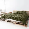 Bedding Sets 4PCS LINEN Quilt Comforter Cover Set Nature Flax Bed Soft Breathable Duvet Sheet Pillowcases With Botton Closure