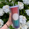 Mugs Limited tumbler straw cup oddess Diamond Studded Cup cold cupWater Bottle Mus Straw Cup Rose red ins L49