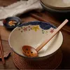 Bols de style de style japonais Varelle 8 pouces en céramique bambou ramen riz nouilles soupe bol maison restaurant cuisine