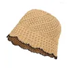 Beretti Cappello d'estate per secchio per donne in stile coreano Colore solido con galline della spiaggia della spiaggia della spiaggia del pescatore.