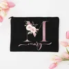 Personalized Custom Initial Name Makeup Bag Bridal Cosmetic Case Canvas Bridesmaid Monogram Toiletry Pouch Holiday Gifts for Her