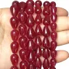 Naturstein Wassertropfen Rot Chalcedony Jades Perlen Lose Abstandshalterperlen für Schmuck Herstellung von DIY -Energie Armband Halskette Ohrring