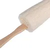 Brosse de bain du foofah naturel avec une longue poignée en bois exfoliant la douche de peau sèche Body Broadber Spa Masseur Cepillo de Bano de Lufa Natural Con Largo de Madera