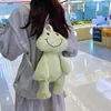Sagnose da scuola Woems Sorridimento di peluche FROG GIRN Girl Cuore Furry Cartoon Backpack con bambola carina