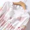 Hemkläder 2024 Kvinnor Pyjama Set Soft Flamingo Cartoon Printing Pijama Pyjamas Woman Cotton Pyjama Sleepwear